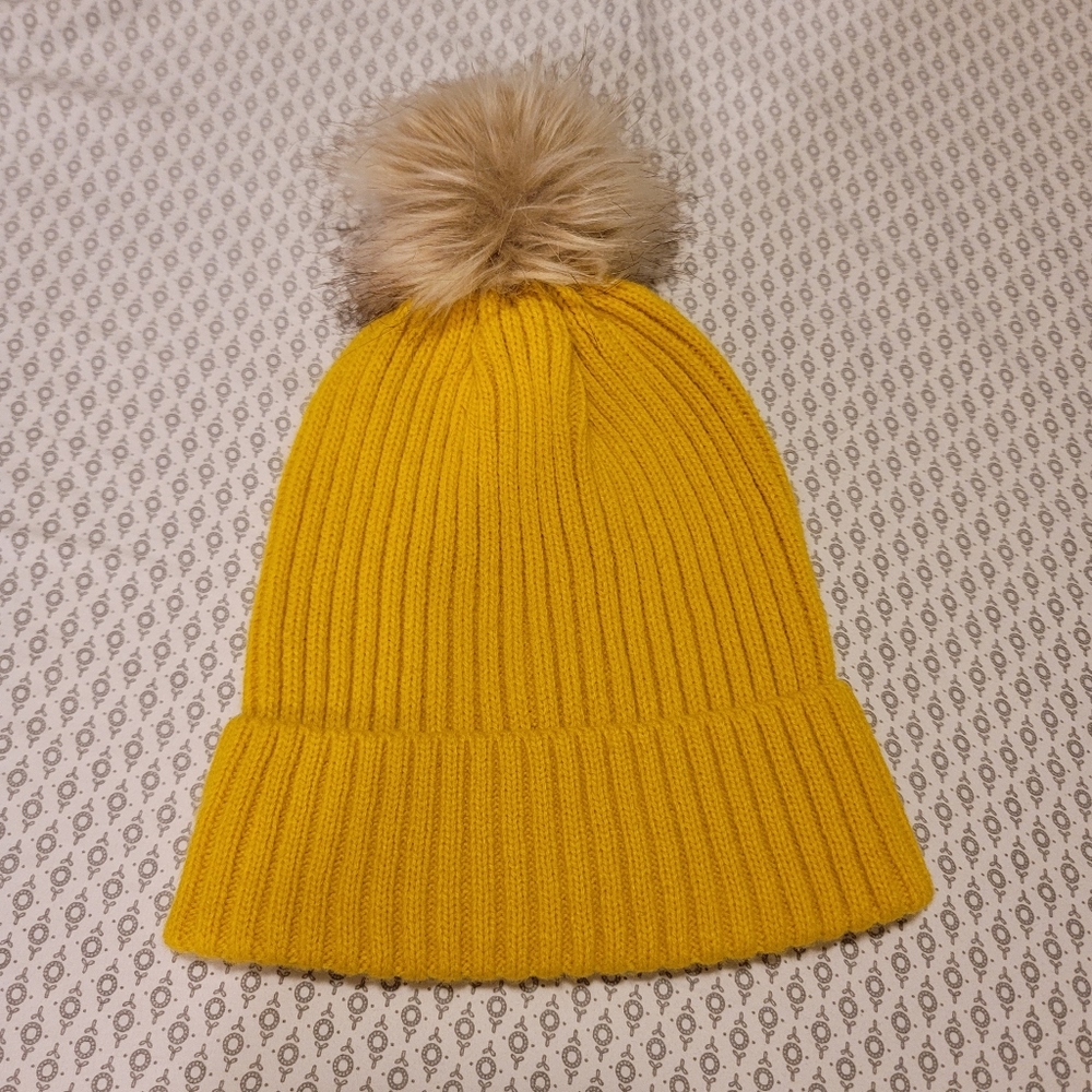 Yellow Pom Beanie